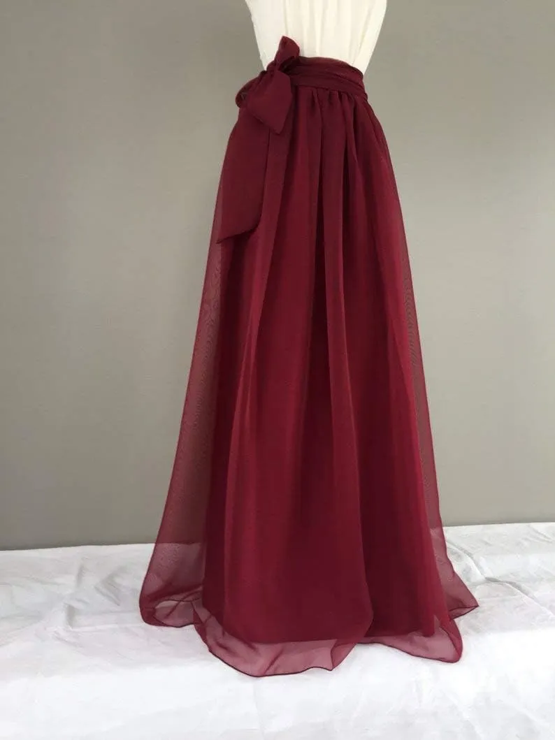 Diydress Women's Summer Beach Long Chiffon Skirts Bridesmaid Dress High Waist Maxi Skirts