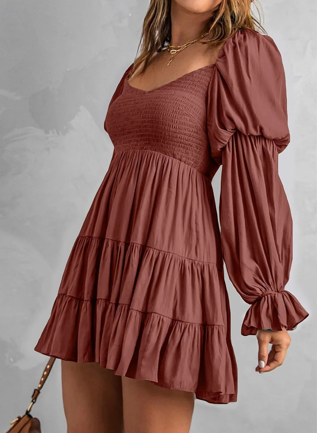 Dokotoo Womens 2025 Spring Summer Dresses Elegant Off The Shoulder V Neck Long Sleeve Ruffle Flowy Mini Short Skater Dresses