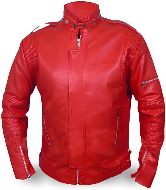 Electroma Daft-punk Jacket- Black Faux Leather Punk Biker Jacket For Men's