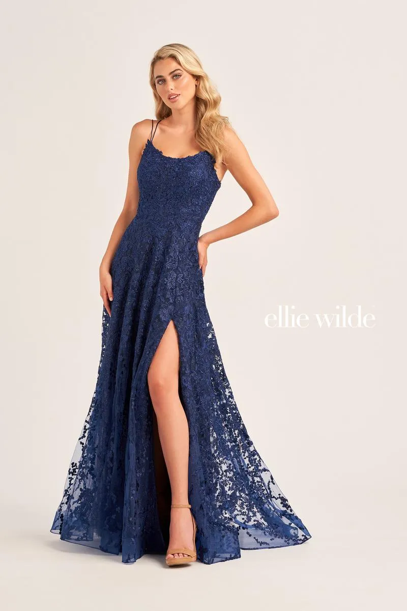 Ellie Wilde A-Line Lace Prom Dress EW35222
