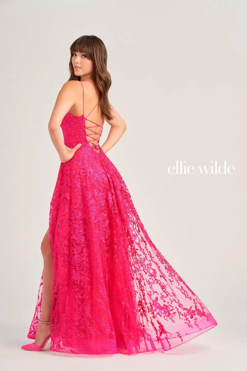 Ellie Wilde A-Line Lace Prom Dress EW35222