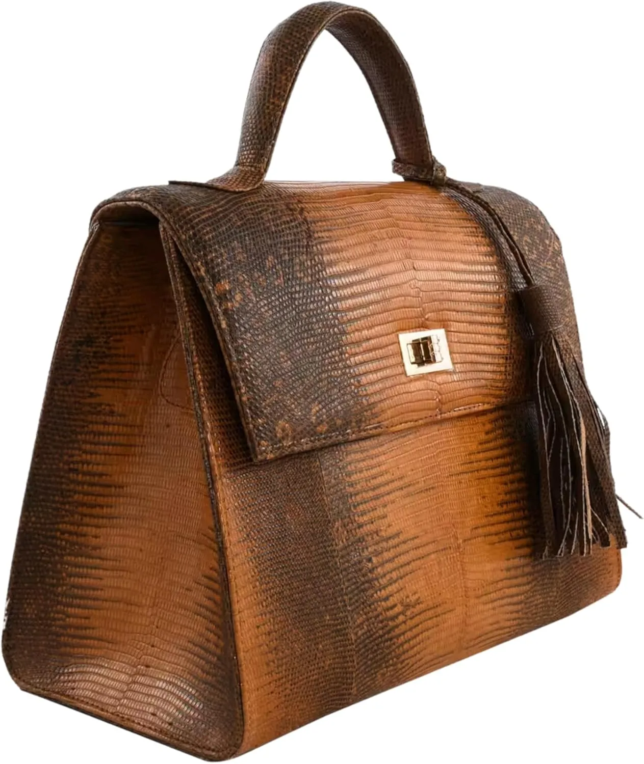 Exotic Lizard Skin Leather Satchel Bag - Unique & Stylish