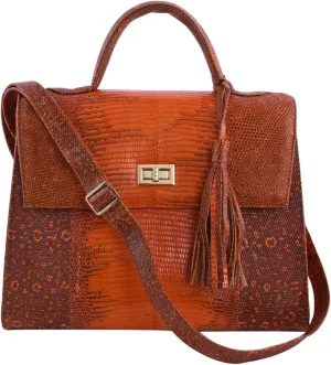Exotic Lizard Skin Leather Satchel Bag - Unique & Stylish