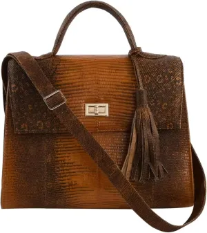 Exotic Lizard Skin Leather Satchel Bag - Unique & Stylish