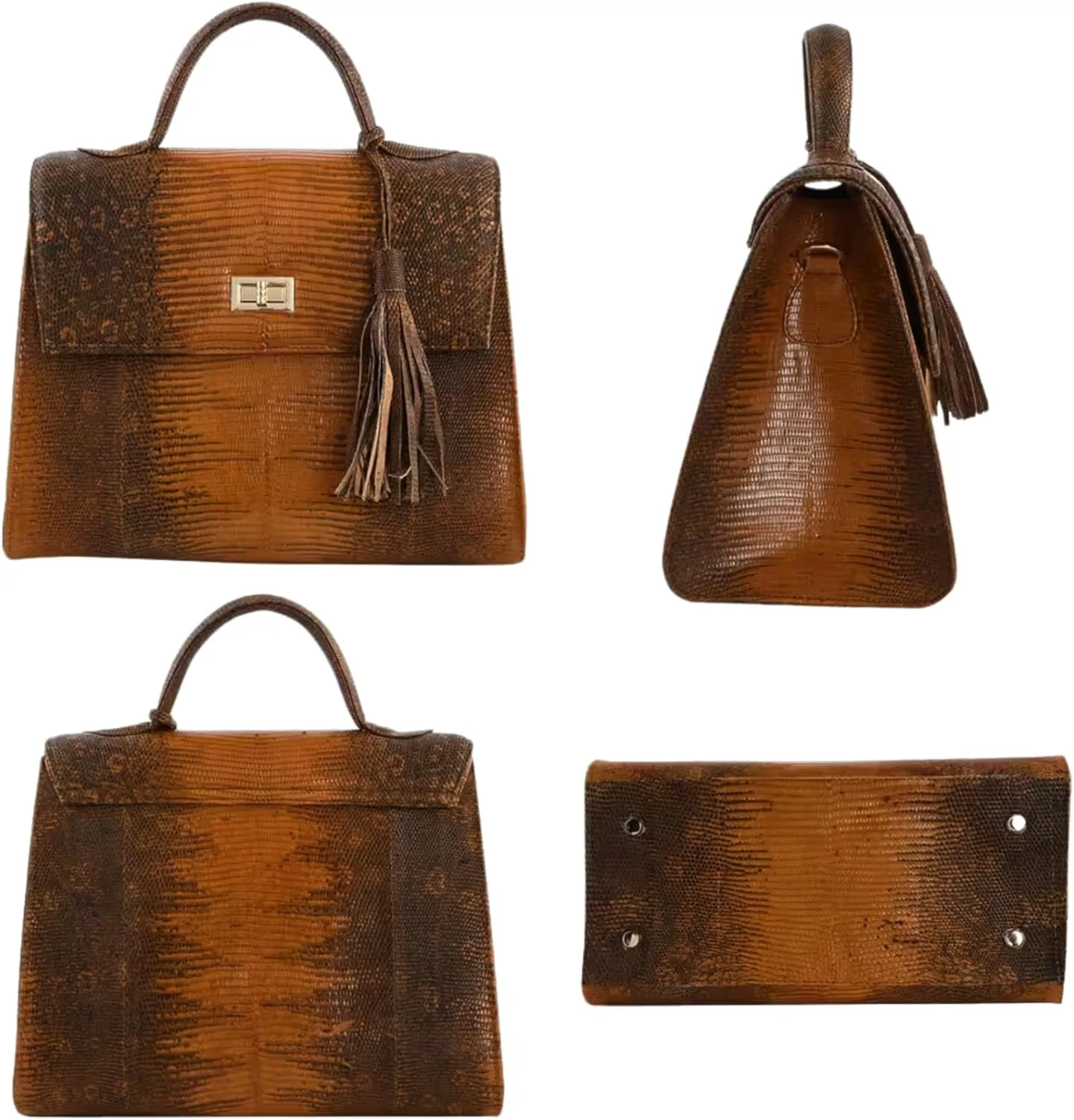 Exotic Lizard Skin Leather Satchel Bag - Unique & Stylish
