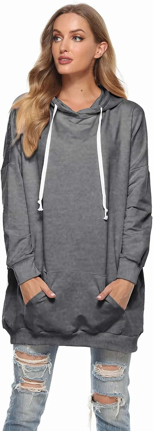 Famulily Womens Oversized Hoodie Extra Long Hooded Tunic Sweatshirt with Pockets
