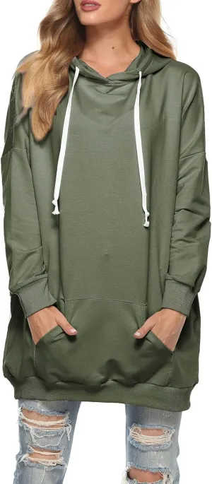 Famulily Womens Oversized Hoodie Extra Long Hooded Tunic Sweatshirt with Pockets