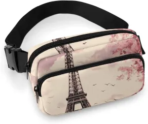 Fanny Pack for Women Men Waist Bag Crossbody Bags Romantic Paris Tower Belt Bag for Travel Running Hiking
