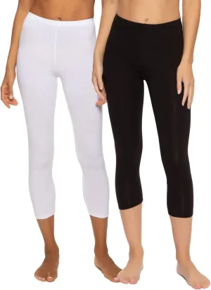 Felina | Cotton Modal Capri Leggings 2-Pack | Lightweight & Soft