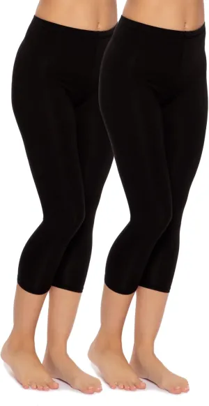Felina | Cotton Modal Capri Leggings 2-Pack | Lightweight & Soft