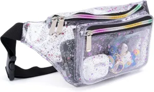 Festival Rave 80S 90S Holographic Dreamy Pink Purple Green Clear Fanny Pack for Women Girls Concert Stadium Approved Waist Belt Bum Bags - Dreamy Pink Purple Green Transparent