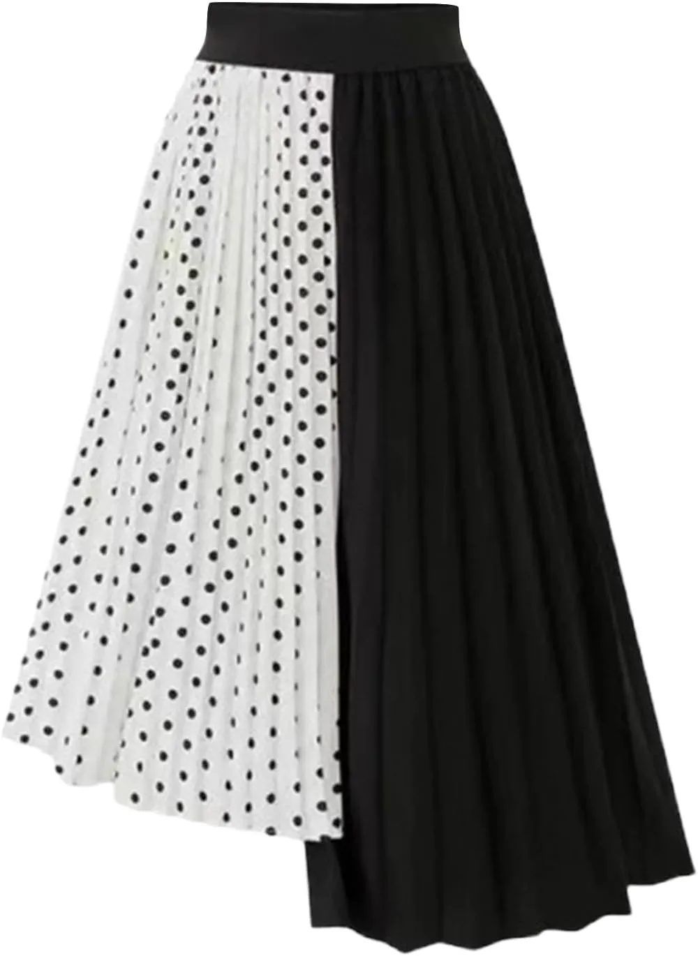 for Women Chiffon Color Block Long Loose Fit Long Ruched Polka Dot Skirt Women 2025 Trendy