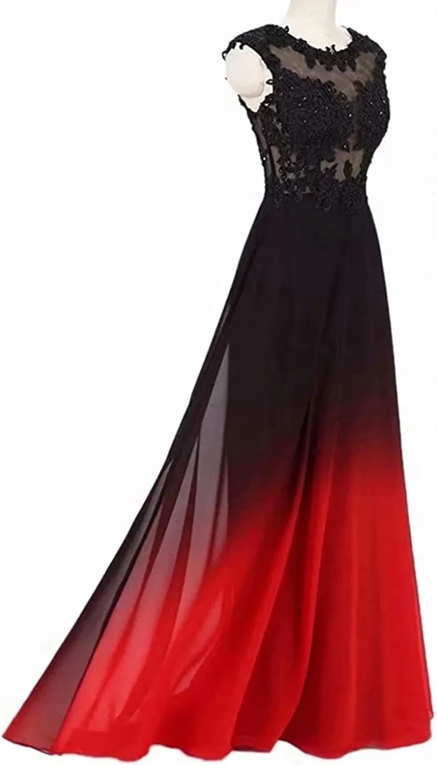 FTBY Women's Ombre Gradien Beaded Chiffon Long Evening Dresses Prom Gowns for Weddings 190