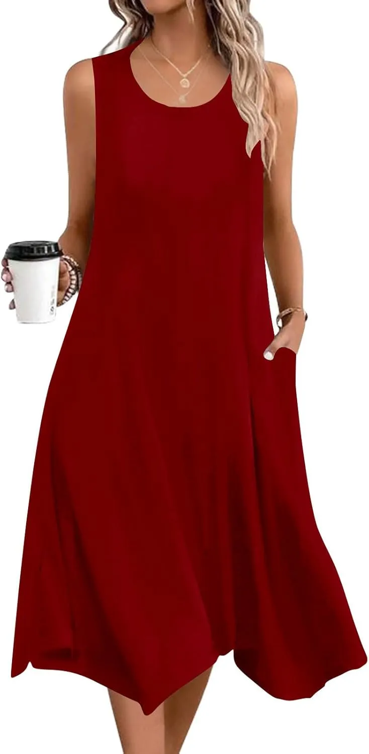 FZYLQY 2025 Womens Summer Dress Casual Swing Ruffle Short Sleeve Sundresses Beach Mini A-line Shift Dress with Pockets