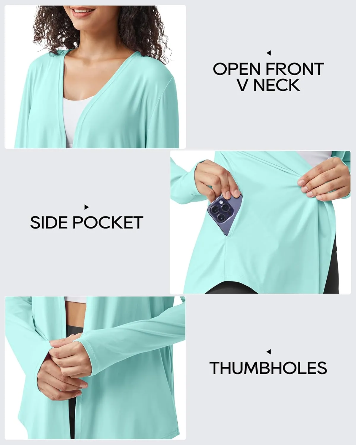 G4Free Lightweight Cardigans for Women UPF 50  Long Sleeve Sun Shirts Open Front Summer Cover Ups UV Protection