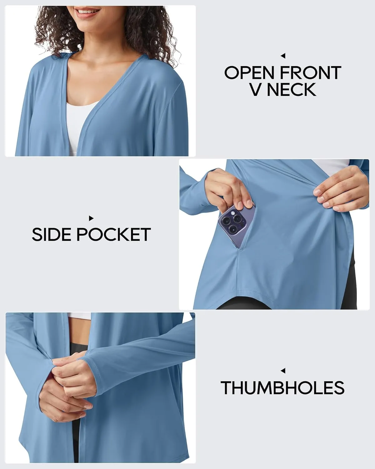 G4Free Lightweight Cardigans for Women UPF 50  Long Sleeve Sun Shirts Open Front Summer Cover Ups UV Protection