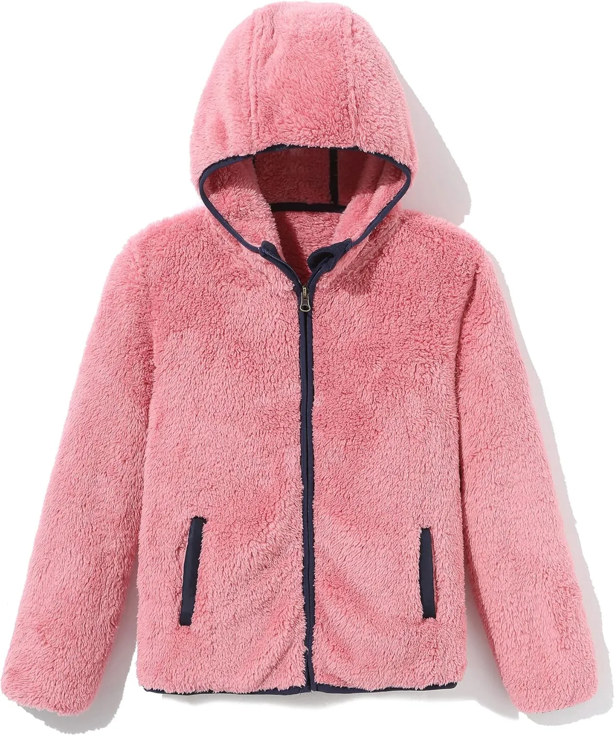 Girl's Soft Fleece sherpa Jacket Full Zip Hoodie