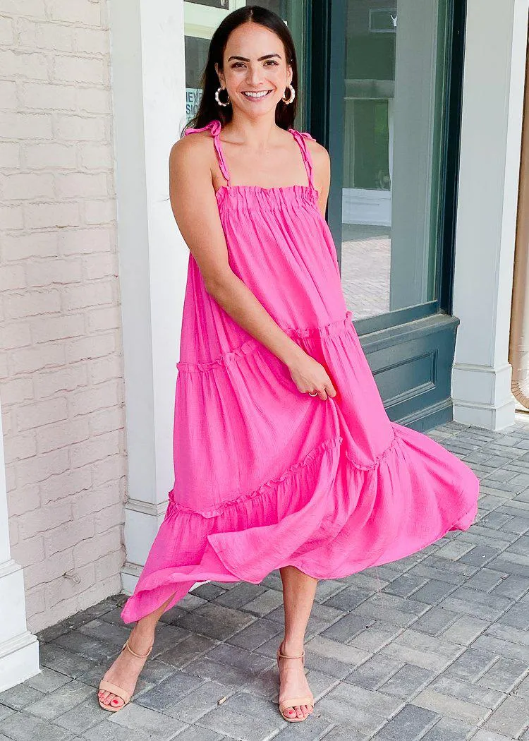 Grayton Tiered Maxi - Hot Pink