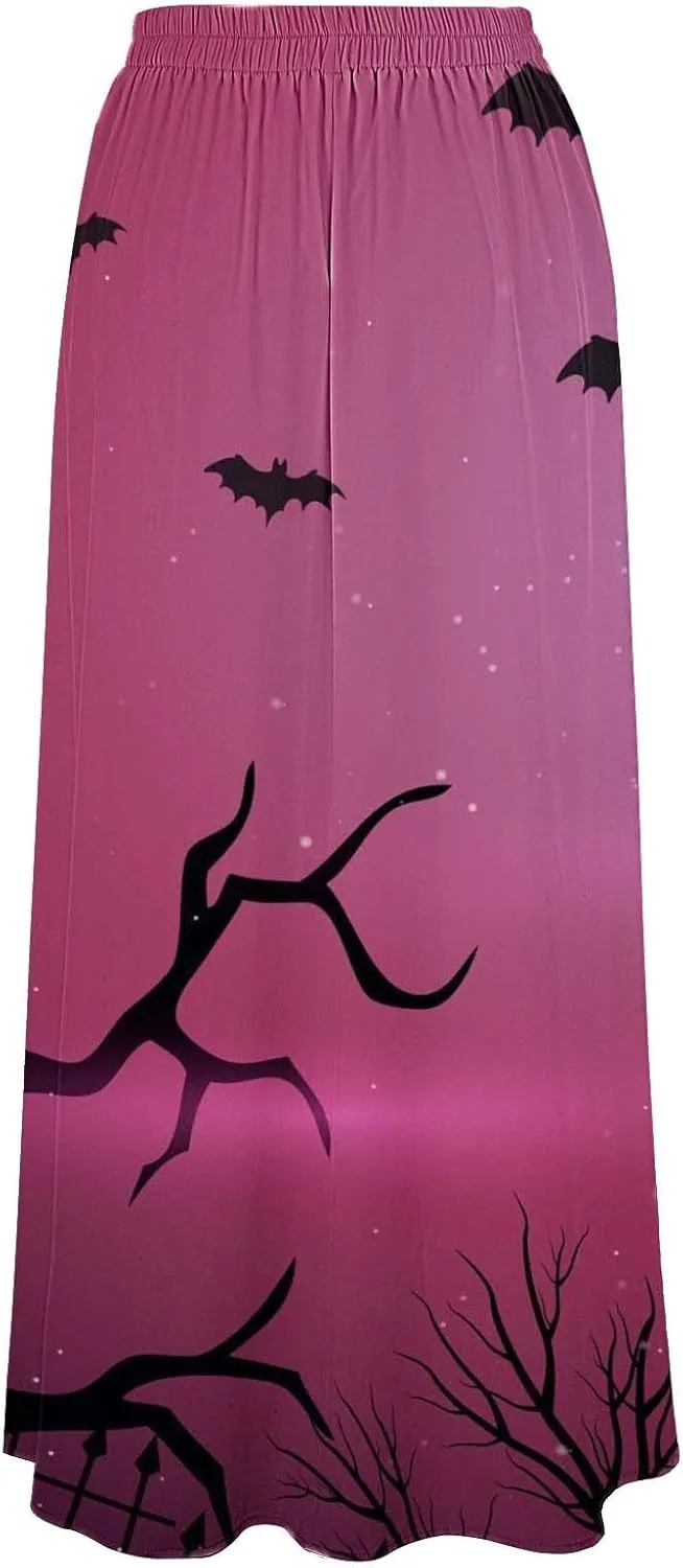 Halloween Skirts for Women Waist Party Beach Pocket Long Maxi Skirt Womens Tulle Skirt Black Tutu Skirt Black Skirt