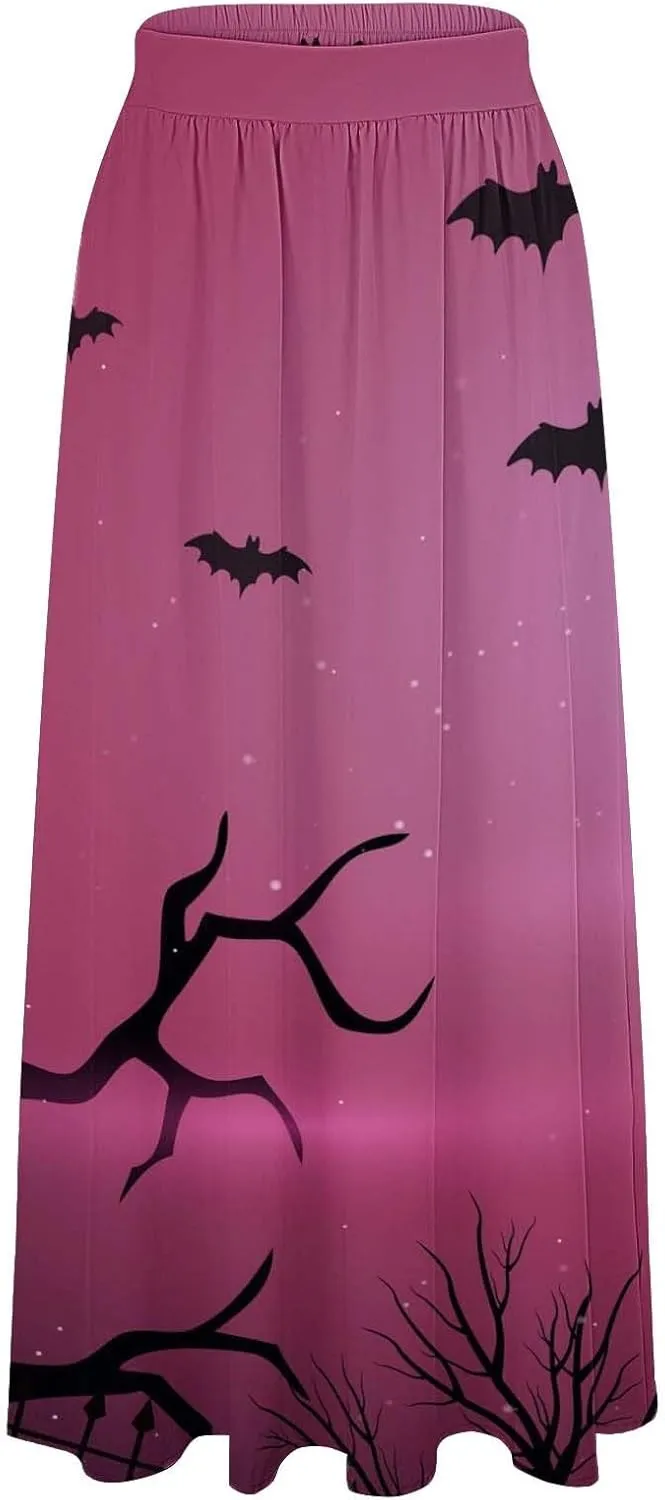 Halloween Skirts for Women Waist Party Beach Pocket Long Maxi Skirt Womens Tulle Skirt Black Tutu Skirt Black Skirt