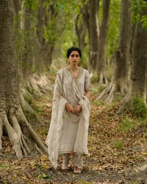 Heeriye Grey A-Line Pocket Kurta Set
