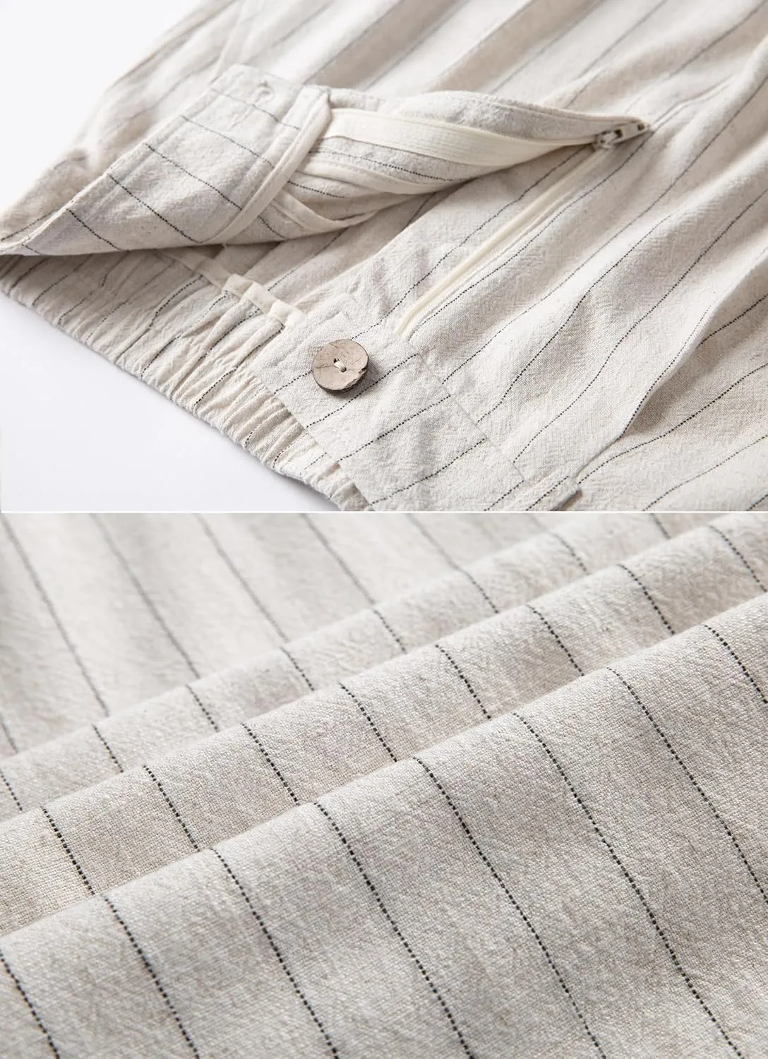 heipeiwa Women's Linen Casual High Waist Wide Leg Straight Dress Cotton Linen Pants Button Trousers