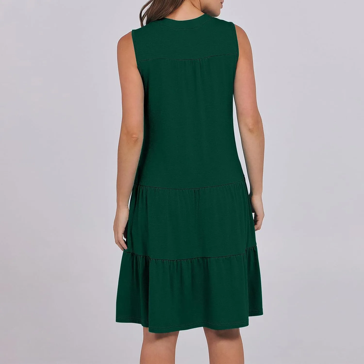 hlysgo Women's Casual Dresses 2025 Summer Beachwear Coverup Peplum Sundress Trendy Sleeveless V Neck Mini Dress with Pockets