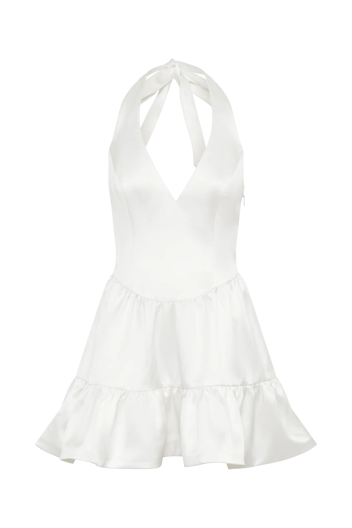 Holly Satin Structured Halter Mini Dress - White