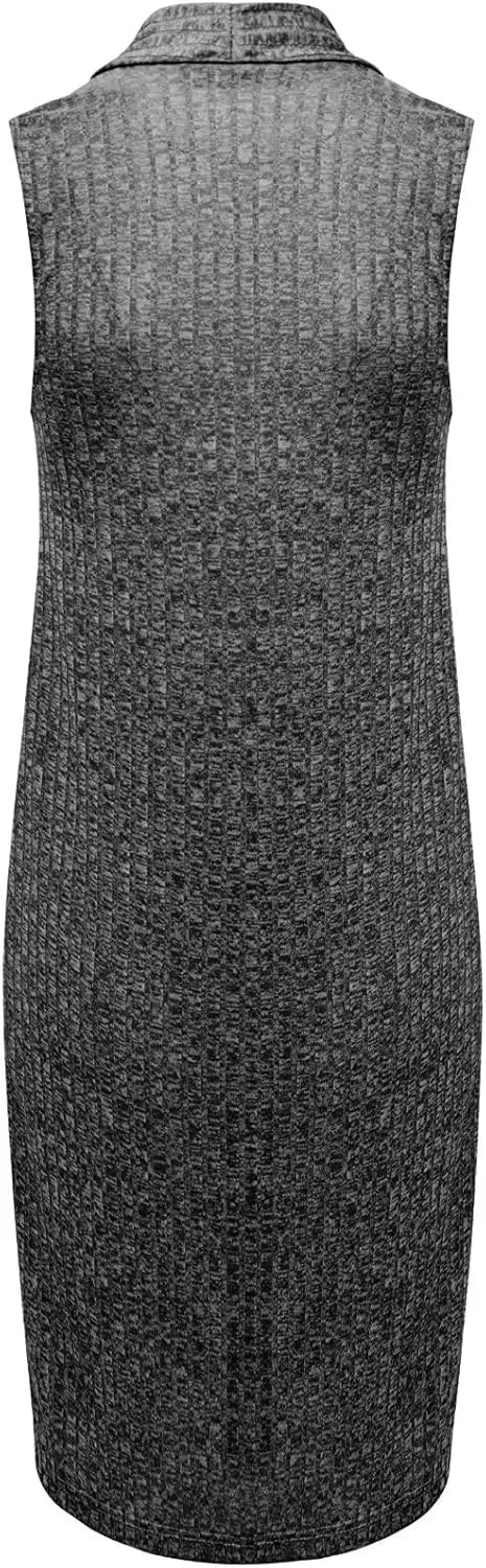 Hybrid & Company Womens Casual Sleeveless Open Front Drape Cardigan