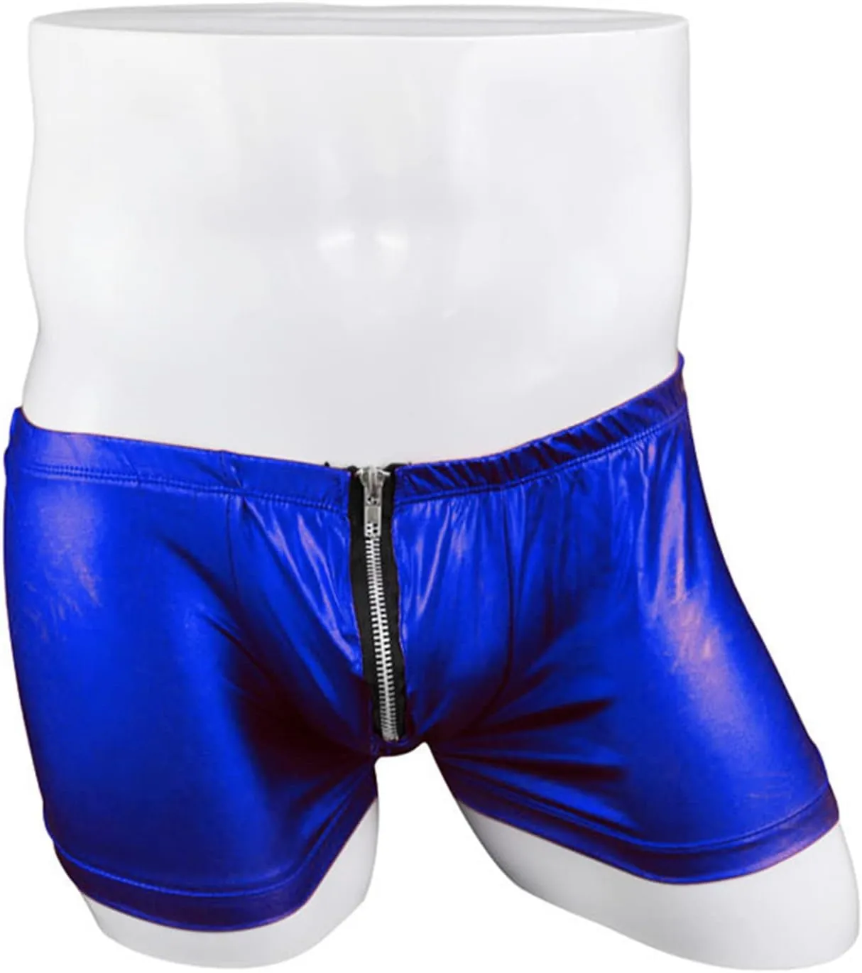 JEShifangjiusu Men Leather Bikini Briefs Underwear Zipper Open Front Pouch G-String Thong Mid Waist Breathable Gay Underwear