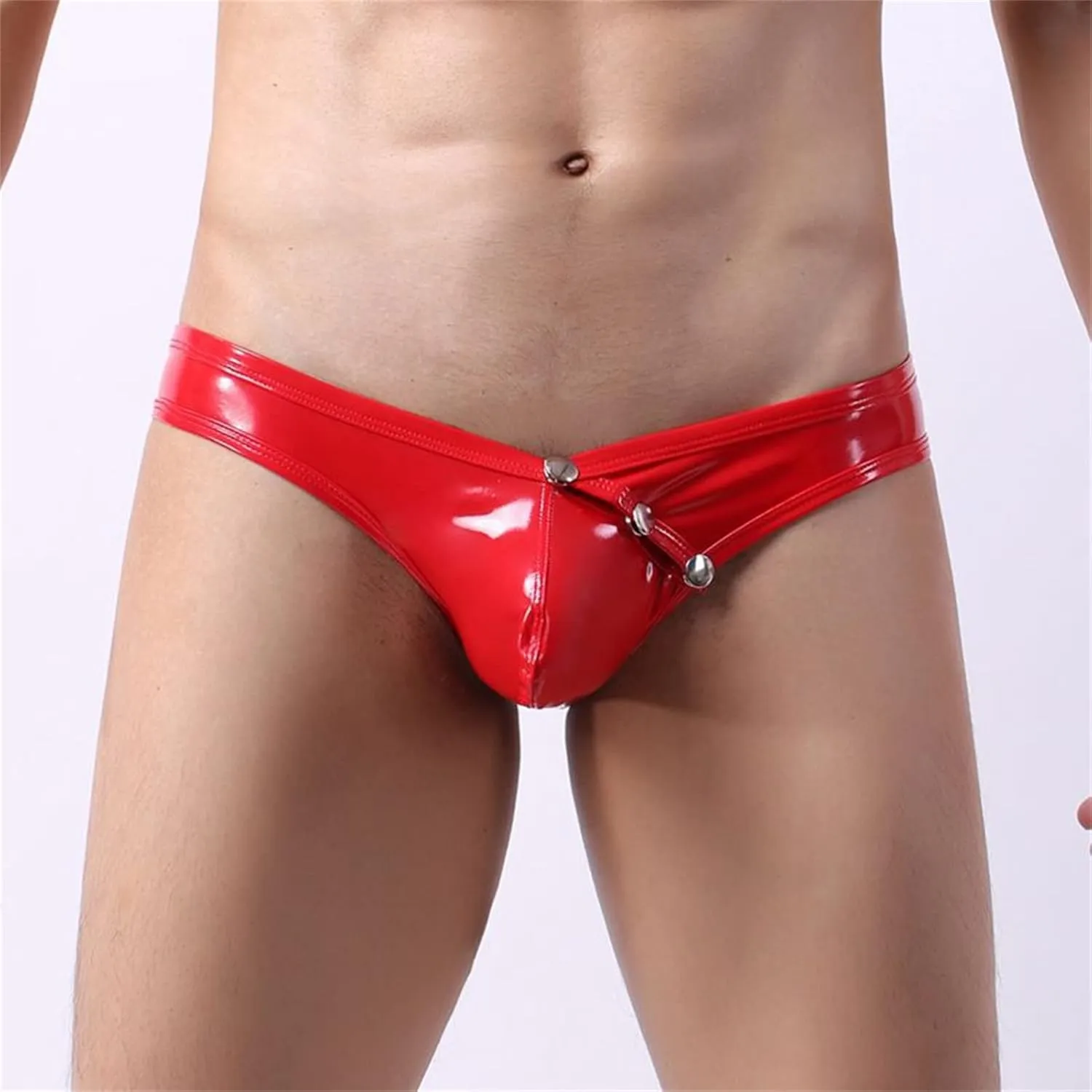 JEShifangjiusu Men'S Sexy Mesh Leather Underpants See Through Loose Shorts Pants Low Rise Clubwear Button Removable Pouch