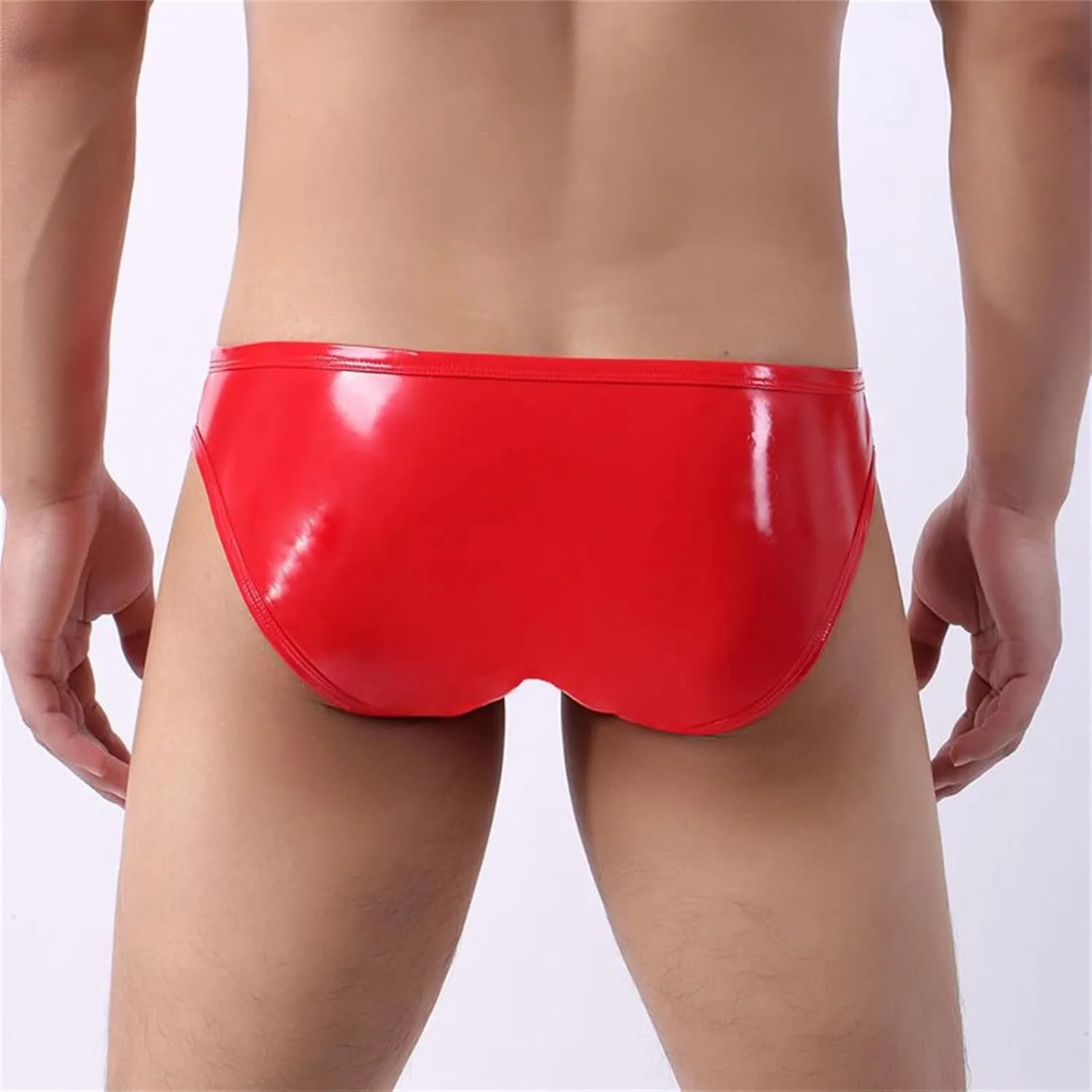 JEShifangjiusu Men'S Sexy Mesh Leather Underpants See Through Loose Shorts Pants Low Rise Clubwear Button Removable Pouch