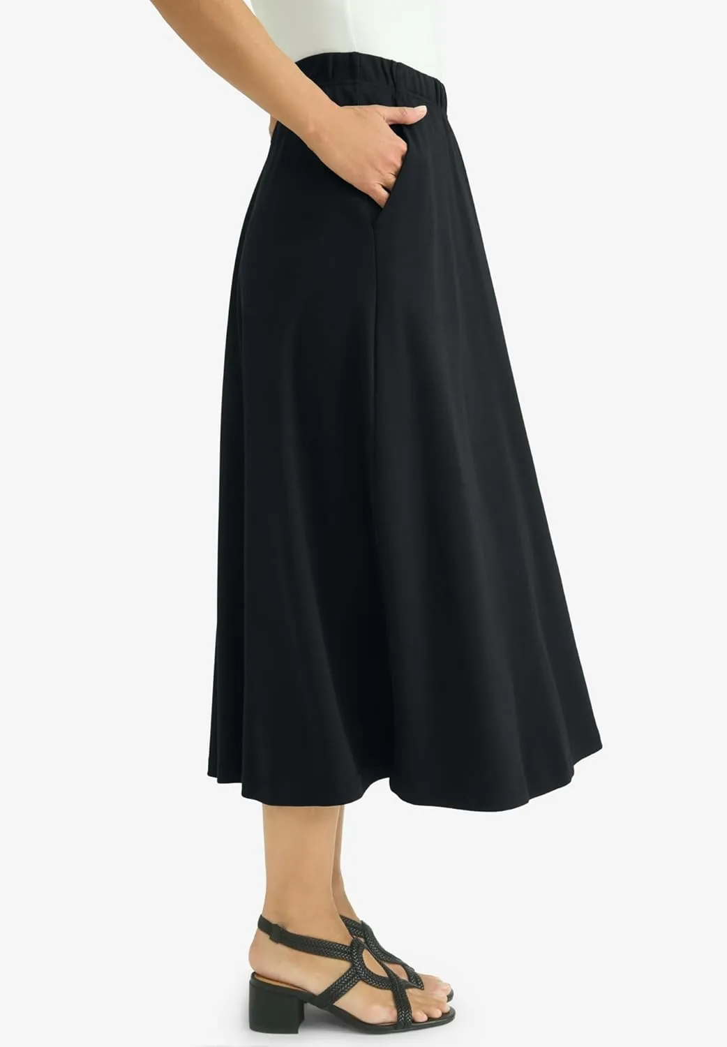 Jessica London Women's Plus Size Soft Ease Midi Skirt
