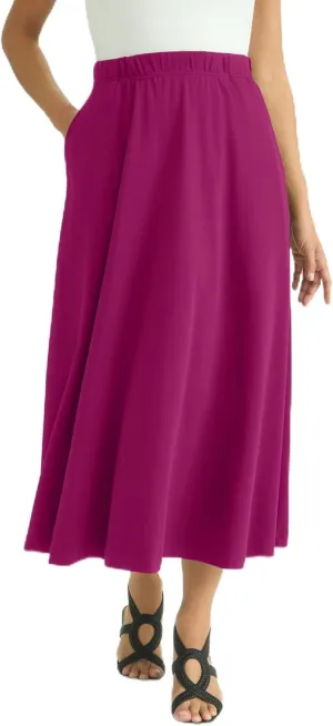 Jessica London Women's Plus Size Soft Ease Midi Skirt