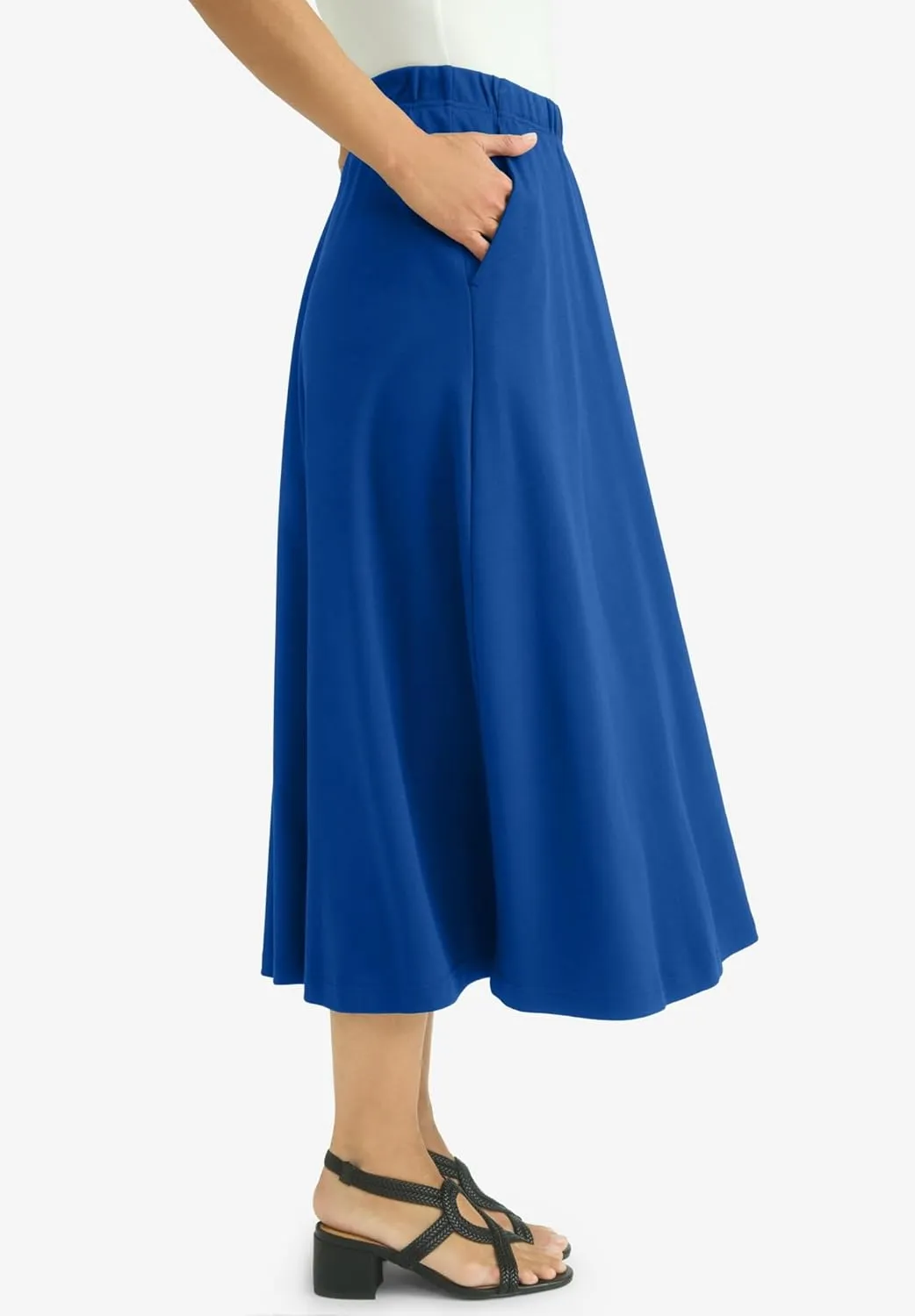 Jessica London Women's Plus Size Soft Ease Midi Skirt