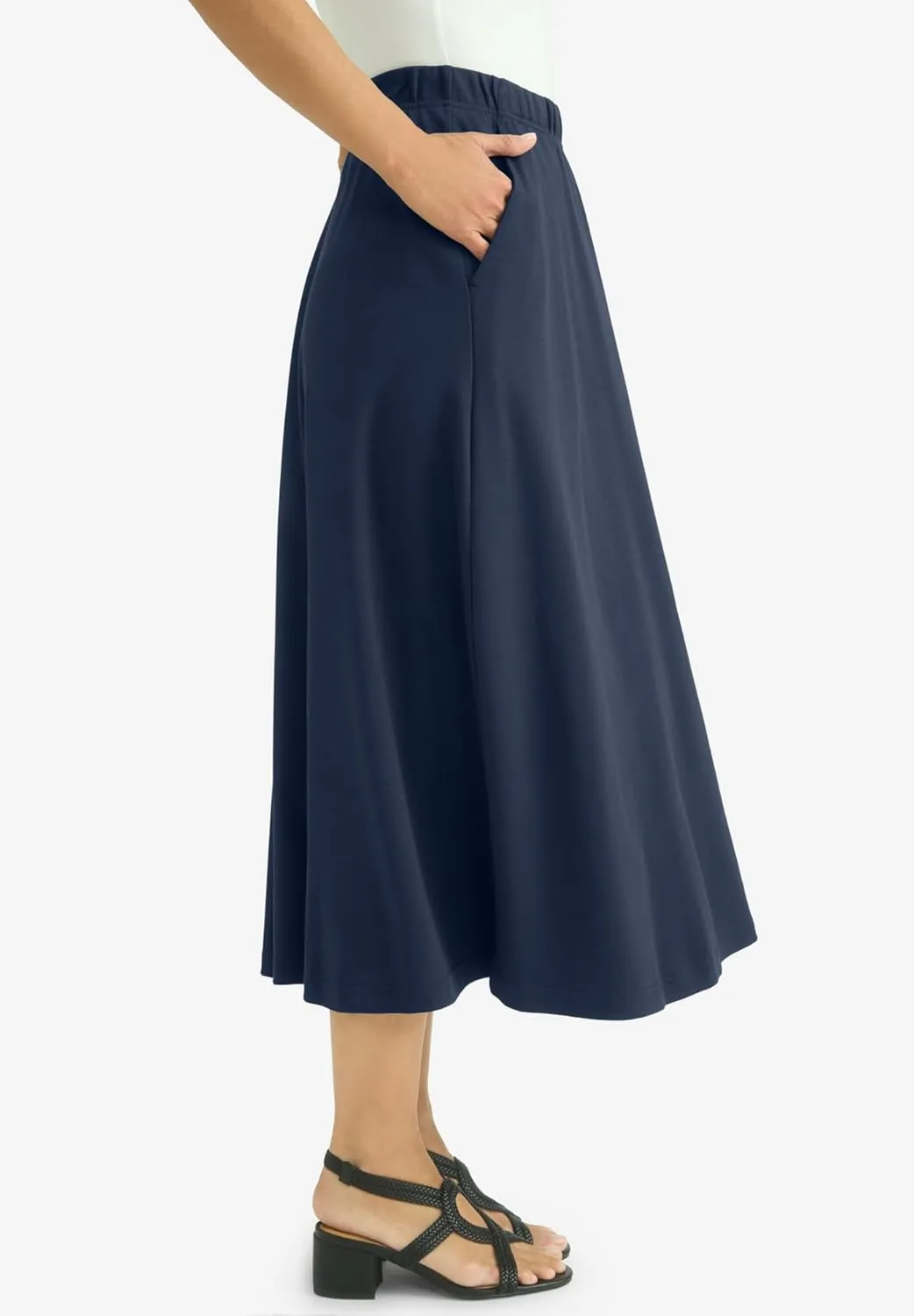 Jessica London Women's Plus Size Soft Ease Midi Skirt