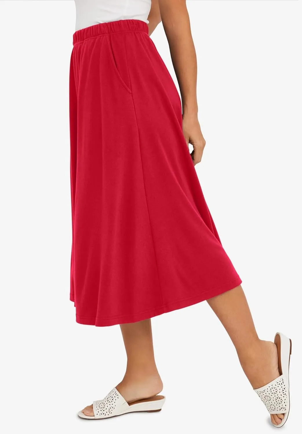 Jessica London Women's Plus Size Soft Ease Midi Skirt