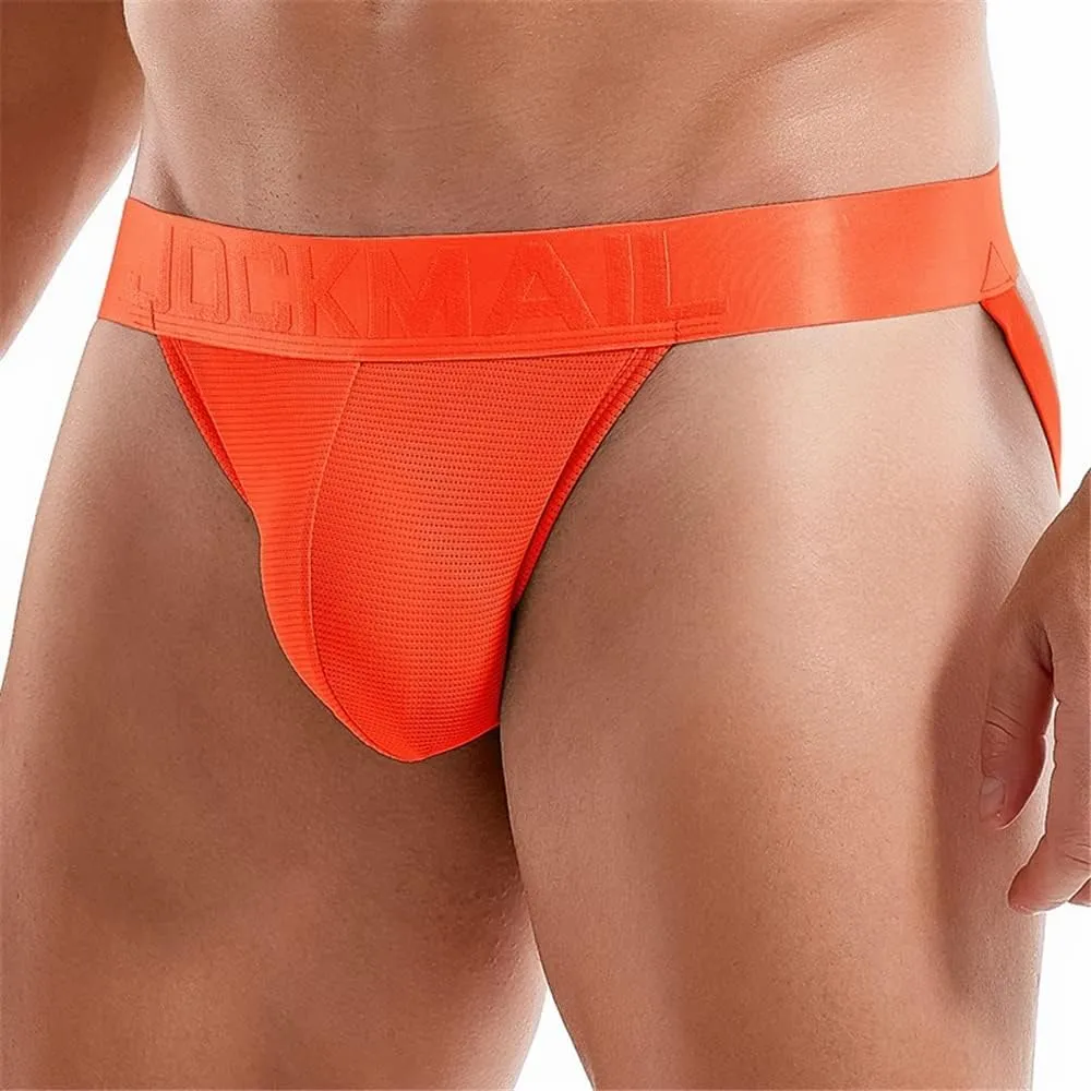 JOCKMAIL 4PCS/Pack Mens Thongs Underwear Jockstrap Low Rise Athletic Supporter Jockstrap Mens Breathable Briefs Men Jockstrap