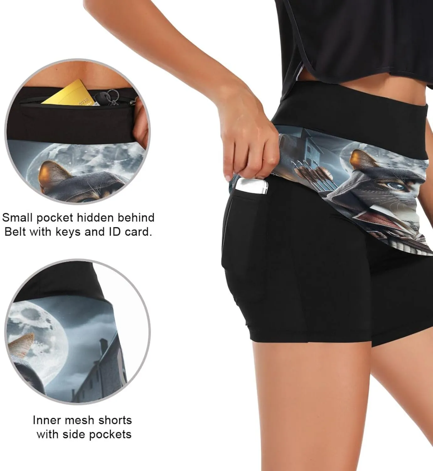Joisal Paris Romantic Pattern Athletic Skorts for Women with Pockets Lightweight Athletic Golf Skorts for Running Workout