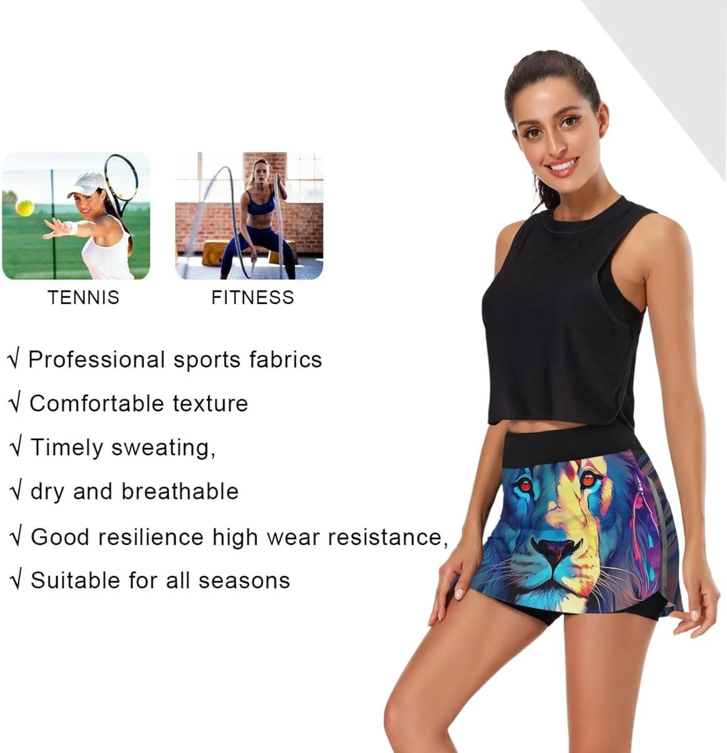 Joisal Paris Romantic Pattern Athletic Skorts for Women with Pockets Lightweight Athletic Golf Skorts for Running Workout