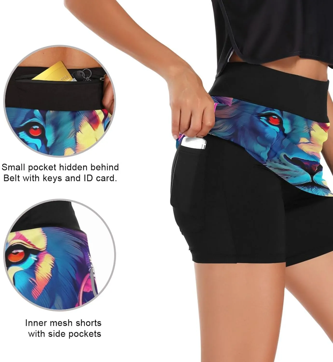Joisal Paris Romantic Pattern Athletic Skorts for Women with Pockets Lightweight Athletic Golf Skorts for Running Workout