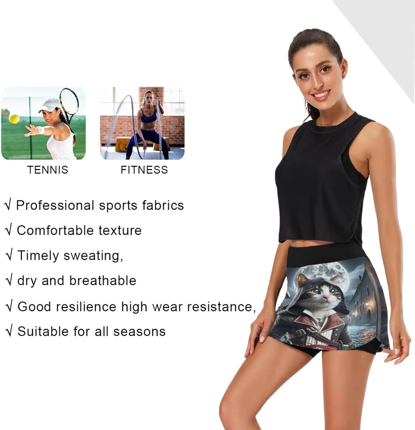 Joisal Paris Romantic Pattern Athletic Skorts for Women with Pockets Lightweight Athletic Golf Skorts for Running Workout