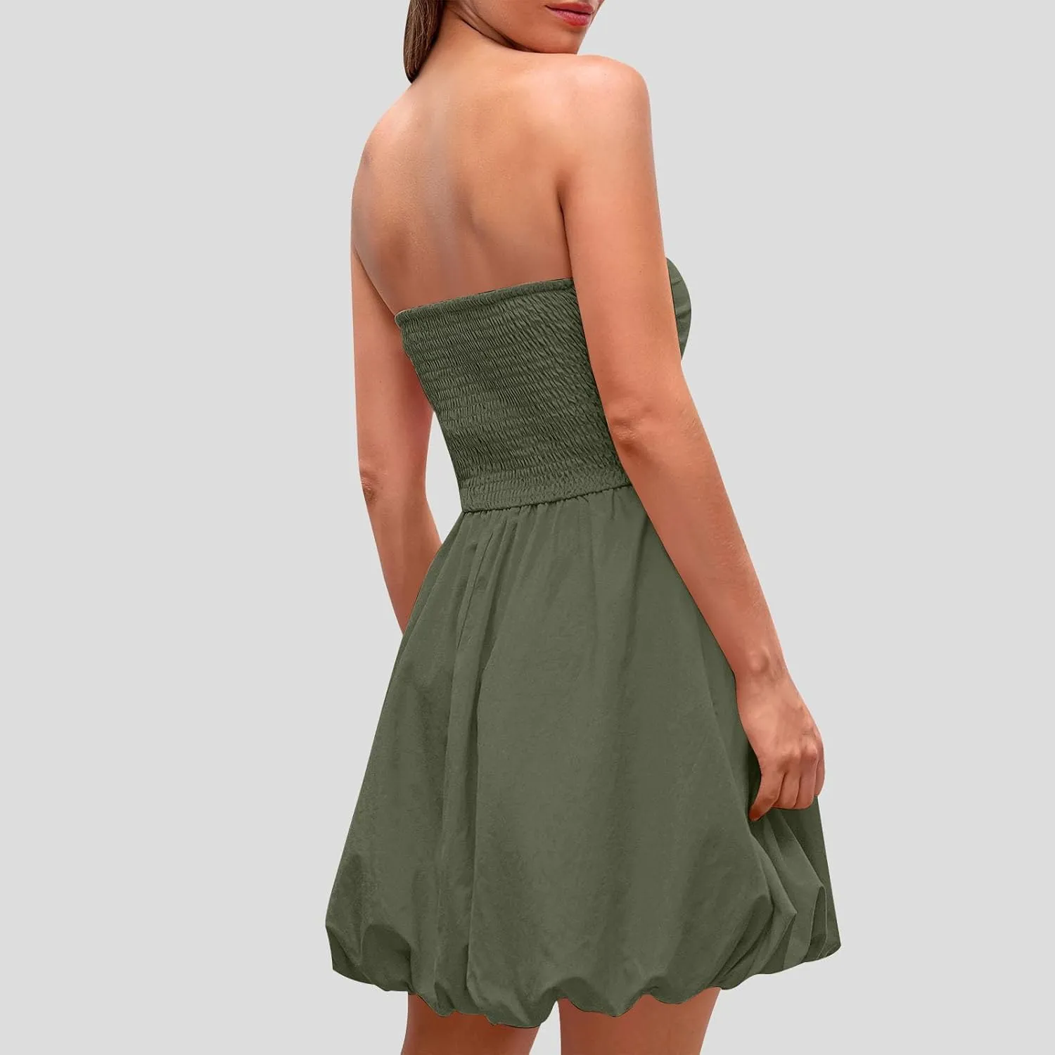 jsaierl Women's Elegant Tube Mini Dress Sleeveless Off Shoulder Puff Bubble Dress 2025 Sexy Cocktail Evening Party Club Dress