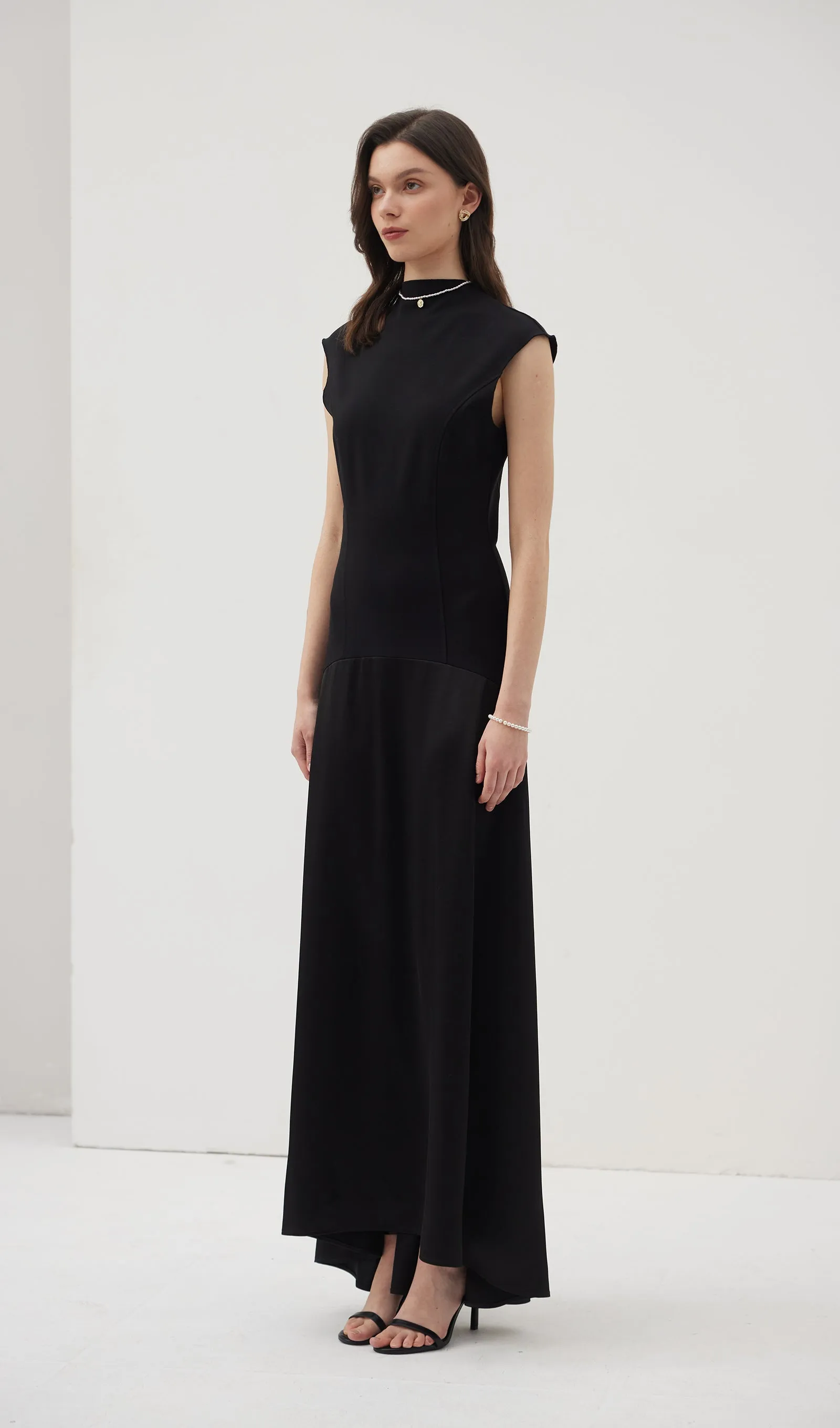 Knitted Satin Sleeveless Maxi Dress