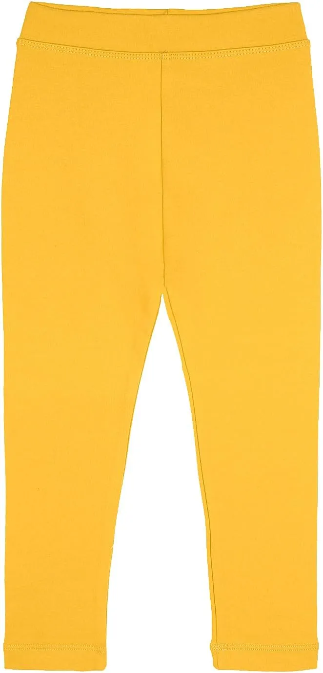 Lilax Girls' Basic Solid Full Length Cotton Soft Leggings