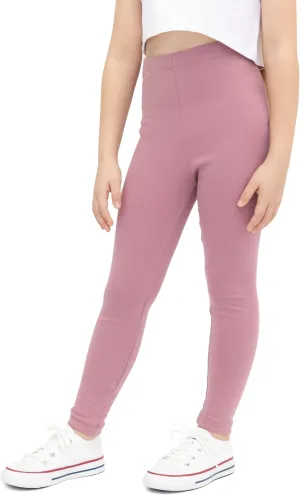 Lilax Girls' Basic Solid Full Length Cotton Soft Leggings