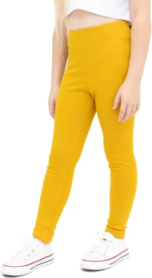 Lilax Girls' Basic Solid Full Length Cotton Soft Leggings
