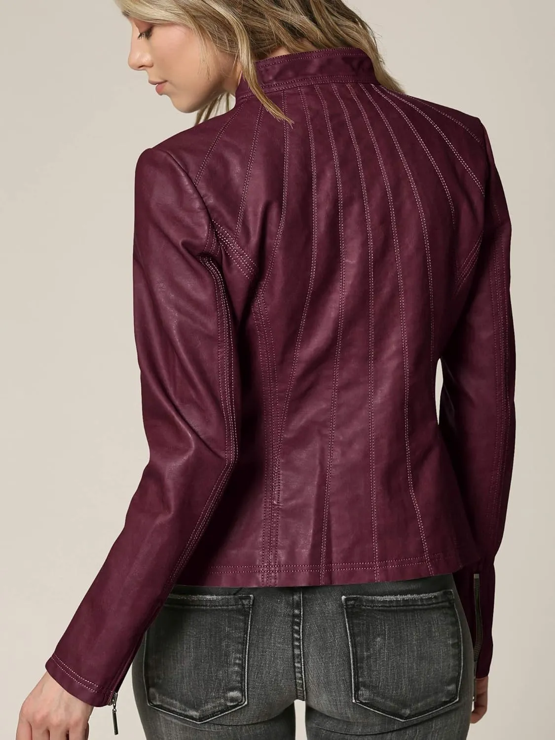 Lock and Love Women's Faux Leather Moto Biker Jacket Coat with Removable or Non-Removable Hood