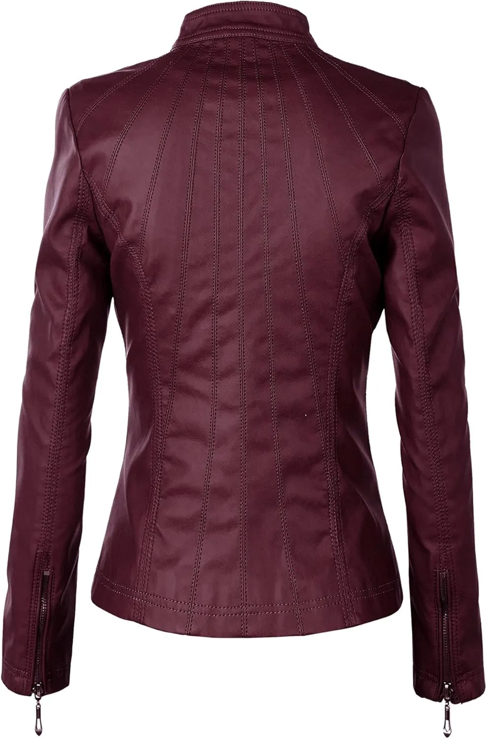 Lock and Love Women's Faux Leather Moto Biker Jacket Coat with Removable or Non-Removable Hood