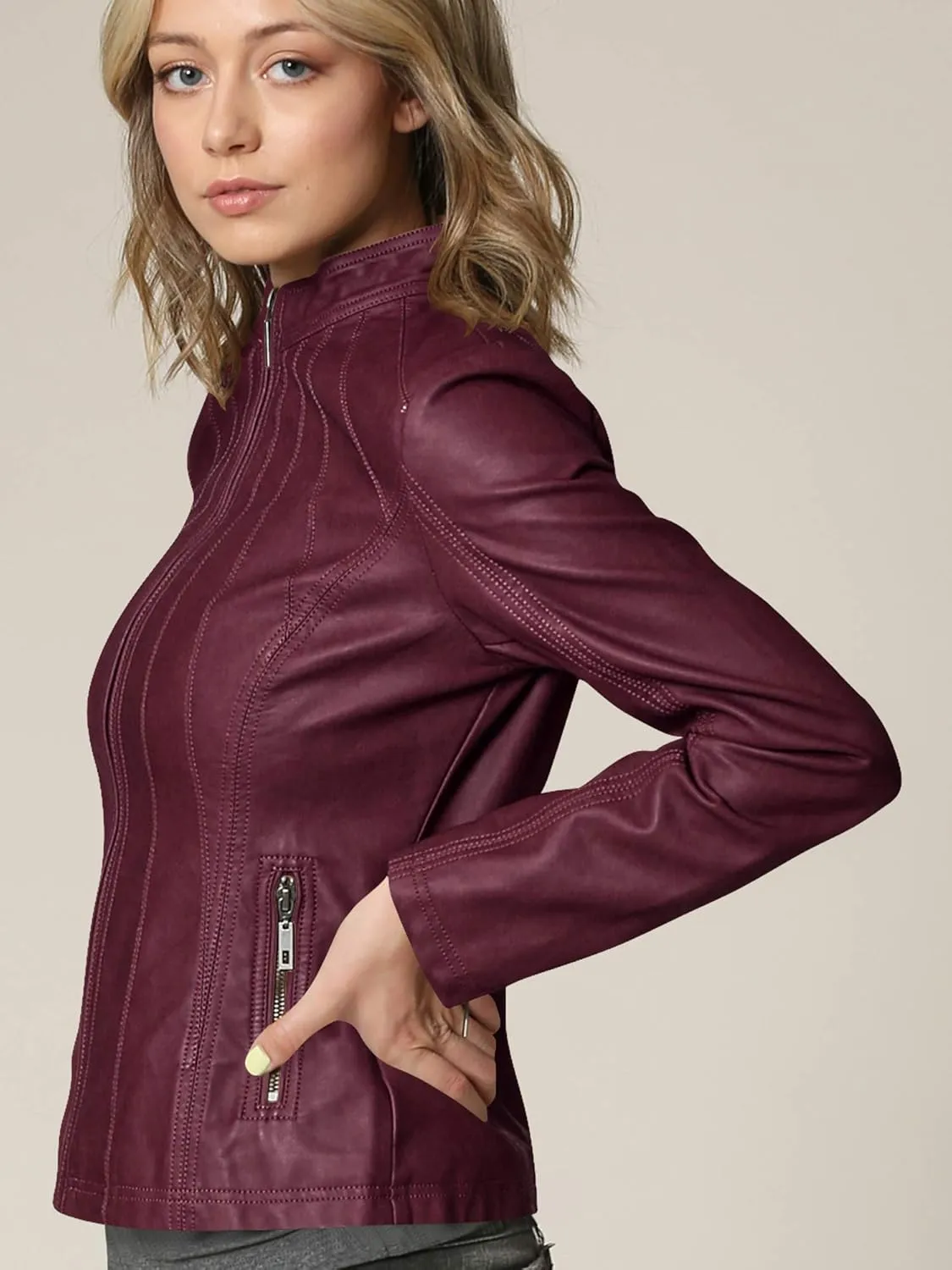 Lock and Love Women's Faux Leather Moto Biker Jacket Coat with Removable or Non-Removable Hood